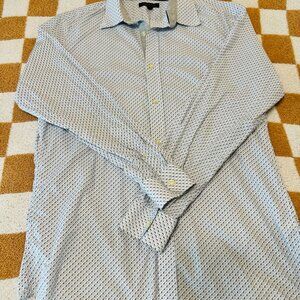 Banana Republic Tailored Slim Fit White/Blue/Grey Long Sleeve Size XL